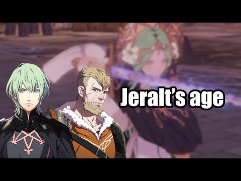 Jeralt revealed his age when he confront Rhea
