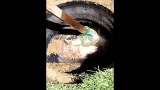 Clearing a blockage on your septic sytem when your tank backs up.