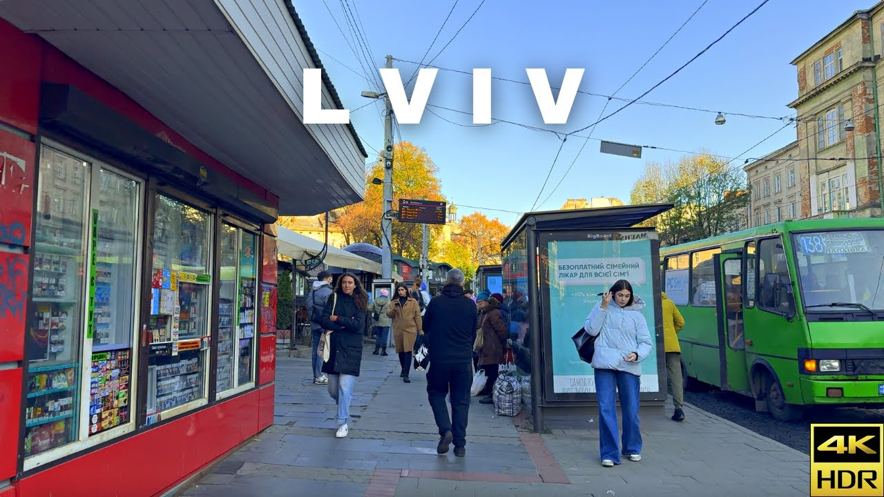 Immersive street-level walking tour through Lviv, Ukraine, showcasing authentic urban landscapes, local architecture, and the vibrant atmosphere of the city's neighborhoods