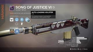 Destiny 2- Song Of Justice VI New Legendary New Monarchy Häkke Scout Rifle