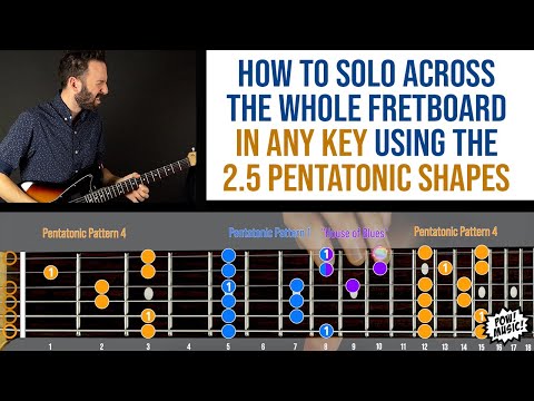 How to Solo Across the Entire Fretboard in ANY KEY with 2.5 PENTATONIC SCALE SHAPES (Guitar Lesson)