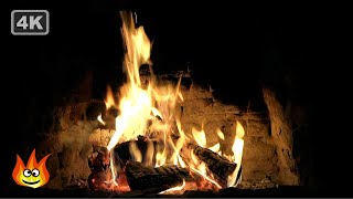Crackling Fireplace with Heavy Thunder Sounds (4K - Ultra HD)