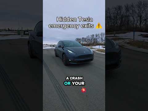 Tesla emergency exit ⚠️Front is easy… back seats are hidden 👀#tesla #ev #emergency #cartok #car