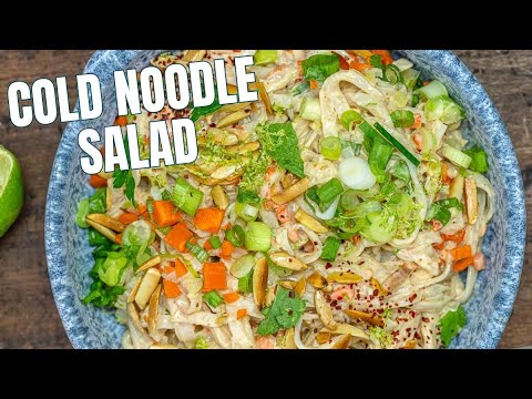 Cold Noodle Salad with a Mediterranean twist! (Tahini Dressing)