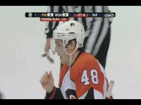 Danny Briere scores vs Capitals - 1-17-10