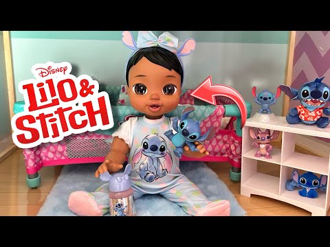 NEW Stitch baby doll Afternoon routine ☀️ Disney Lilo & Stitch doll 