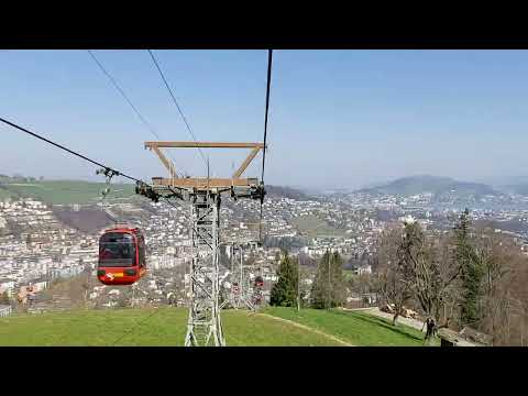 20220320 cable car from Fräkmüntegg to Kriens 8X speed
