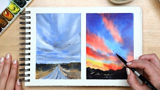 Learn to Paint 2 Beautiful Watercolor Skies — Perfect for Beginners