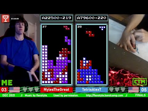 NEW CHAMPION MASTERS FINALS!!! Myles ROLL vs Alex T TAP – Classic Tetris Monthly December 2021 15/15