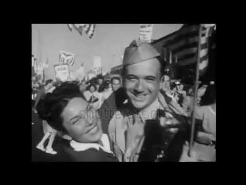 Servicemen reuniting with their families on V-J-Day (1945) - Judy Garland Over the Rainbow