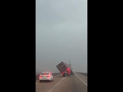 Box truck flips as strong storms reach Louisiana