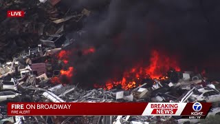 Large fire burns at recycling yard in Albuquerque's south valley