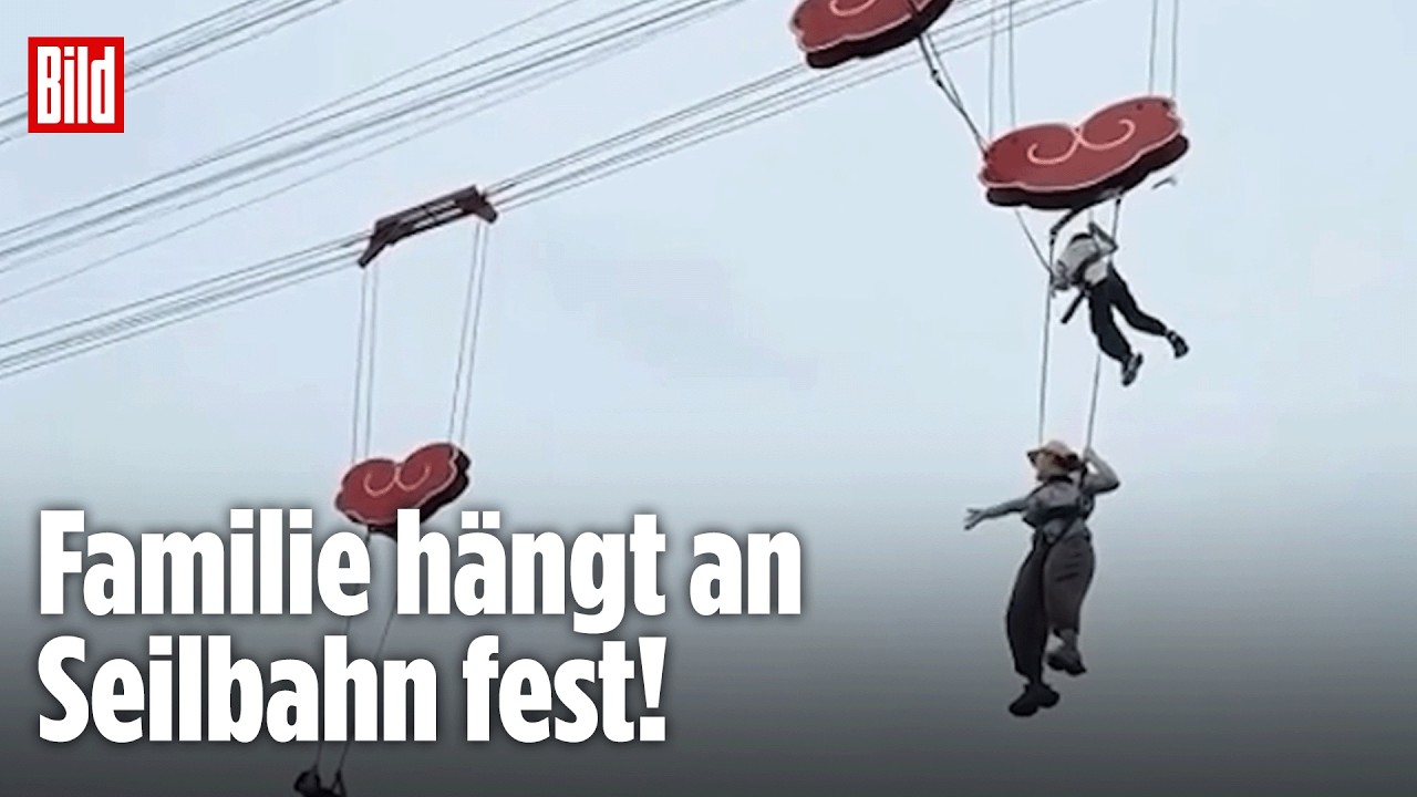 Panne bei Familienausflug: Seilbahn verheddert sich in mehreren Metern Höhe!
