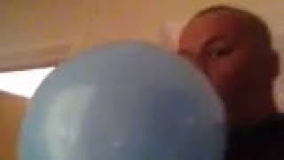 Blowing up the blue balloon to full capacity - Big lung capacity