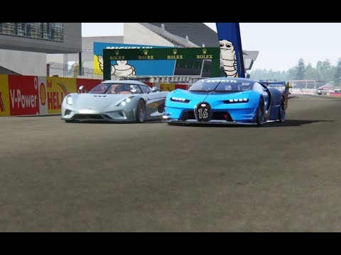 Battle Bugatti Vision GT vs Koenigsegg Regera at Circuit de La Sarthe