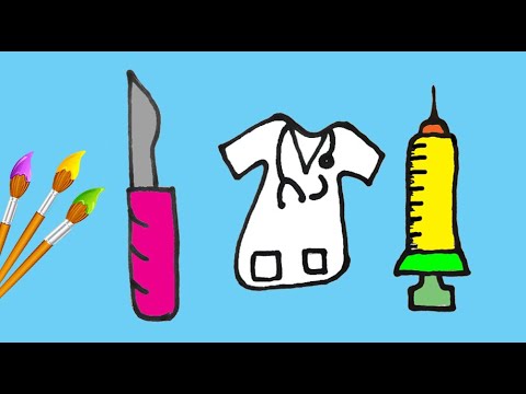 How to draw Doctor's equipment kit for beginners / Easy Medical instruments set / Doctor tools art