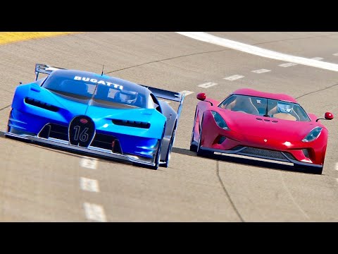 Koenigsegg Regera with F1 2004 Engine vs Bugatti Vision GT - Nardo Speed Ring