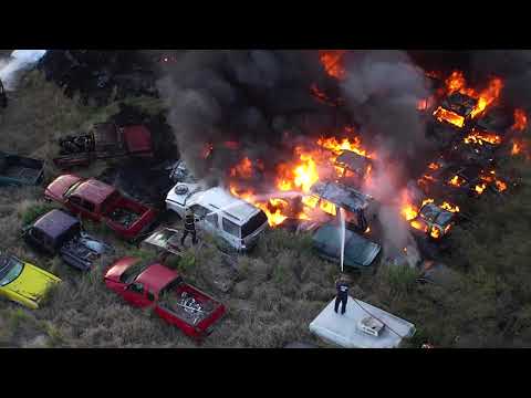 Brush and multiple car fires on Jan. 28th 2021. Video by the Corpus Christi Fire Dept. AERO Team.