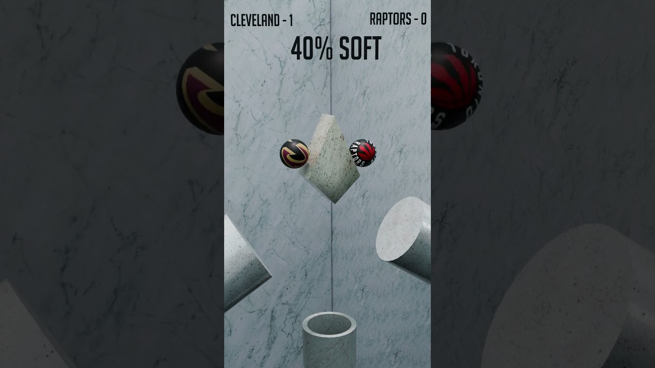 0% vs 100% Softness 3D Soft Body Simulation toronto raptors vs clevelans cavaliers balls