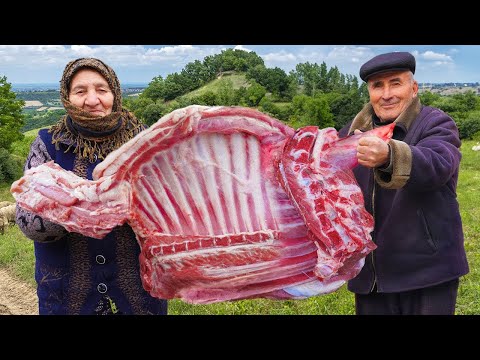AZERBAIJAN Village Life! Cooking Lots of Traditional Dish with Huge Lamb Ribs!