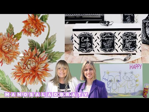 ManosalaObraTV 2021 Programa 32 Pintura en Madera  Sellos Porcelana Fria Gouache  Pintura en Aerosol