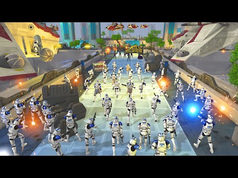 Clone Gunship Landing into MANDALORIAN Defense! - Men of War: Star Wars Mod