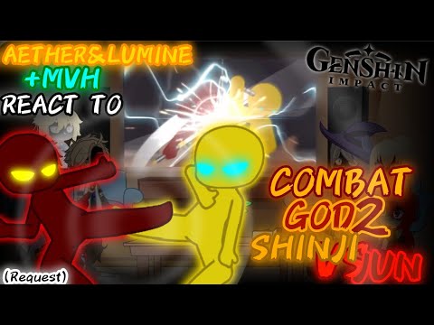 [G.I]AETHER&LUMINE+MVH REACT TO COMBAT GOD2 [SHINJI VS JUN] (REQUEST)