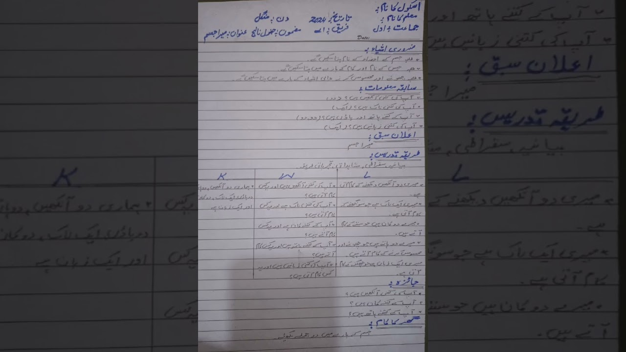 lesson plan kwl class one G k