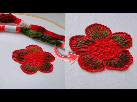 Easy hand embroidery flower design | Sewing hack | DIY flowers | Embroidery work