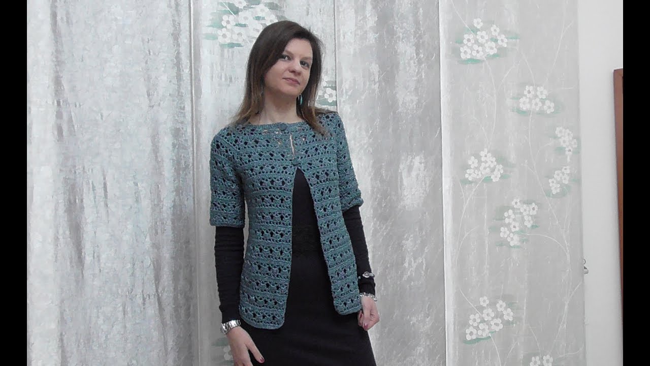 Cardigan top down con maniche a tre quarti