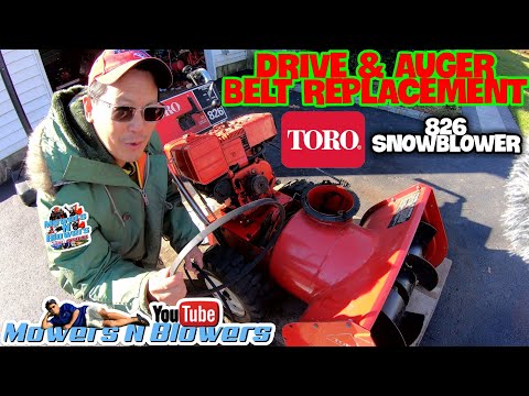 TORO 826 8HP DUAL  STAGE SNOWBLOWER AUGER & DRIVE BELT REPLACEMENT IDLER TENSIONER PULLEY ADJUSTMENT