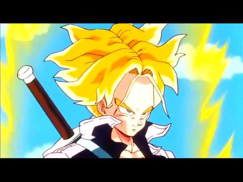 Goku transforms Super Saiyan for Trunks