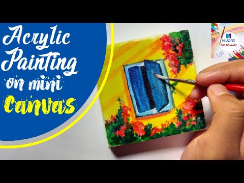 Acrylic painting of Beautiful window & flowers🌸🌷