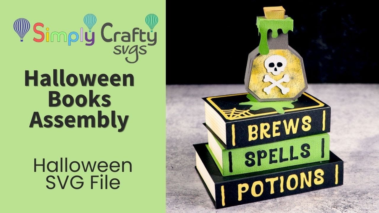 Halloween Books Assembly - 3D Halloween SVG - Stack Books Box Template