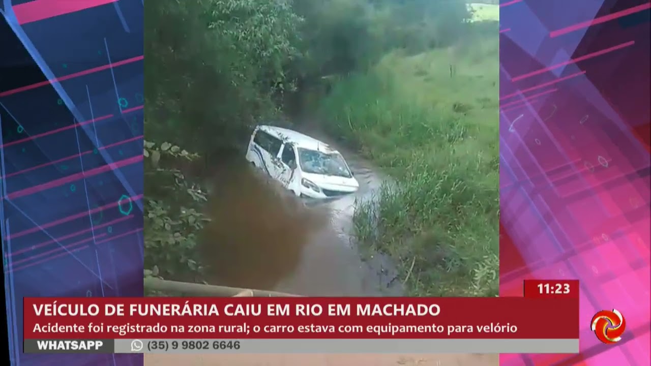 Carro funerário cai em rio na zona rural de Machado