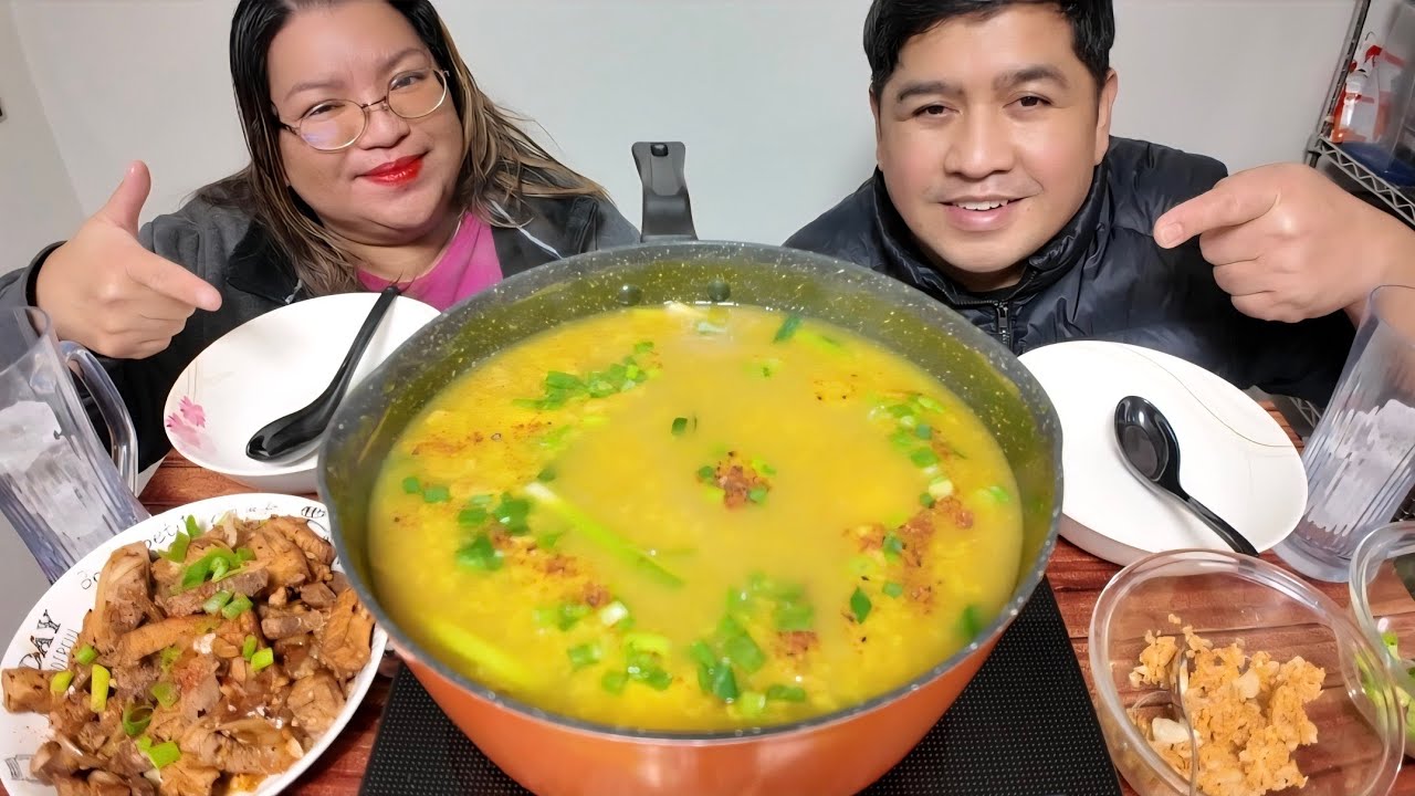 FILIPINO BREAKFAST | LUGAW GOTO WITH ISAW NG BABOY AT EGG | MUKBANG ASMR | MUKBANG PHILIPPINES