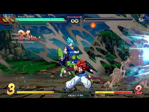 DBFZ Ssj 4 Gogeta Mid-Screen Side Switch Tag Team Re-Jump T.O.D Combo