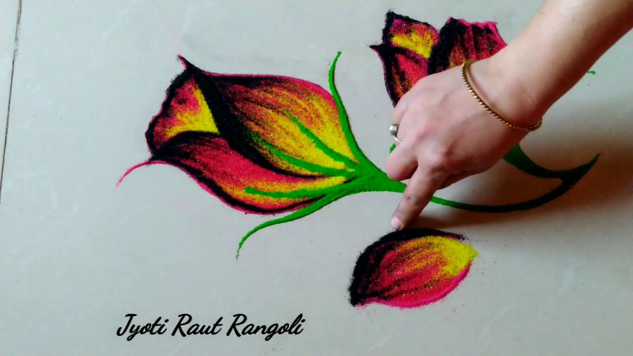 easy flower rangoli design by sangeeta