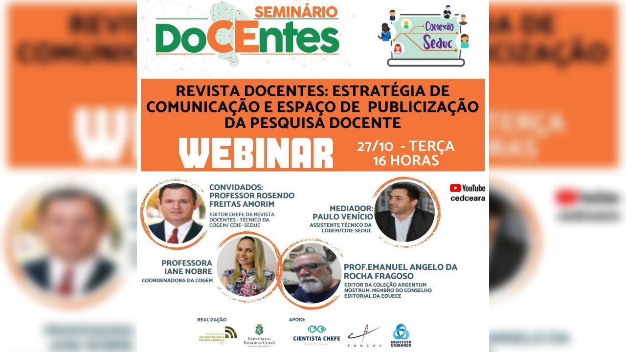 Webinar:  Revista DoCEntes: estratégia de comunicação e espaço de  publicização da pesquisa docente.