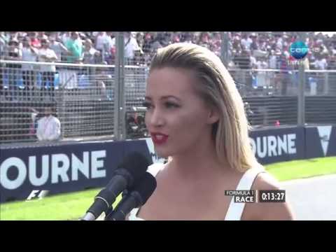 20/03/16 - Samantha Jade singing the national anthem at Melbourne's Formule 1 Grand Prix 2016