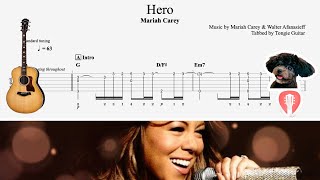 Hero | Mariah Carey | Fingerstyle Solo Guitar Tab Tutorial ?????????