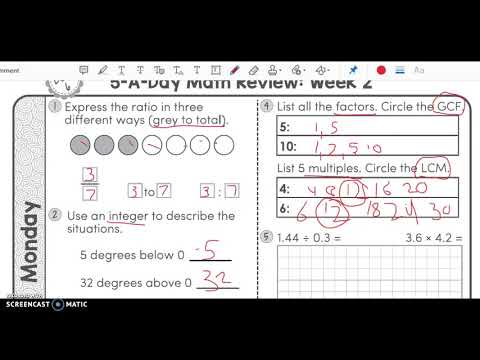 5 A Day Math Review Week 2 Answer Key