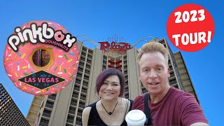 BRAND NEW! PLAZA DOWNTOWN LAS VEGAS 2023 & PINKBOX REVIEW | Where's My Coffee? Where's My Room?
