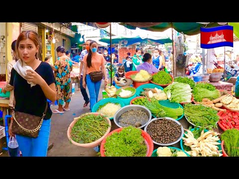 Cambodian Market Food Tour 🇰🇭- Many Food @Olympic Phnom Penh Street Food