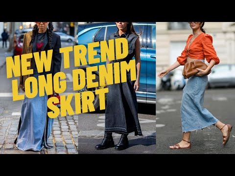 New Trend Long Denim Skirt Outfits. How to Wear Maxi-Midi Denim Skirt and Inspiration Ideas.
