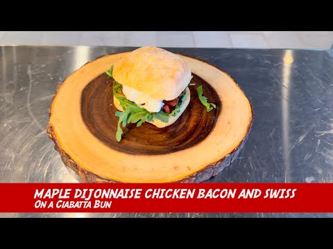 Maple Dijonnaise Chicken Bacon and Swiss Sandwich on a Ciabatta Bun, on the GridIron 36 @campchef