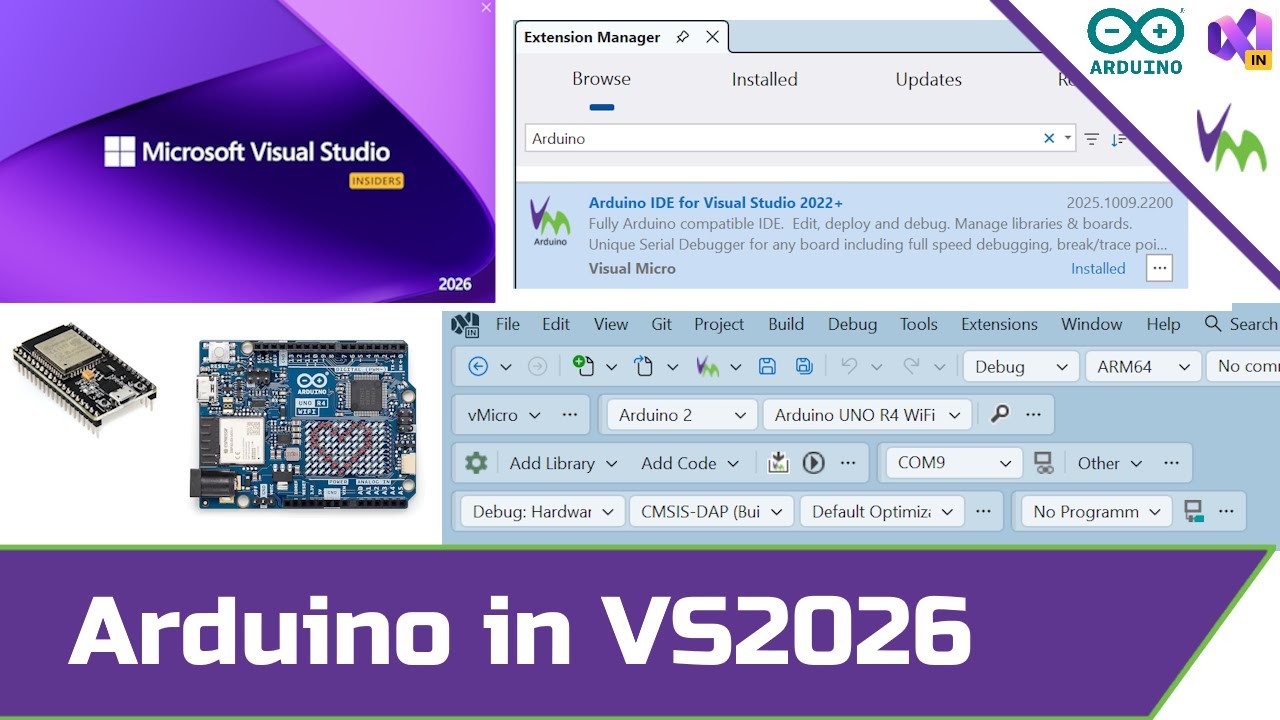 Installing vMicro for Arduino in VS2026 Insiders