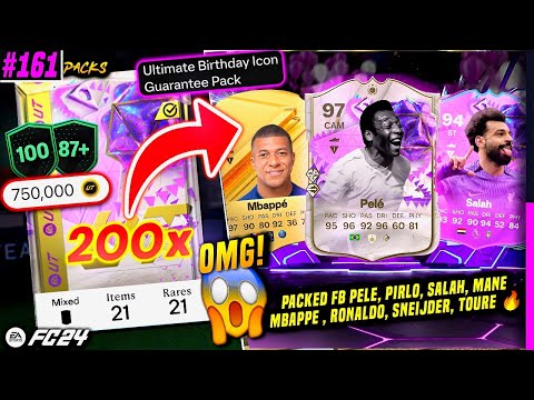 OMG! PACKED UB PELE, SALAH, PIRLO - OPENING 200x UB ICON GUARANTEE (750K) PACKS | EAFC 24 #161 🔥