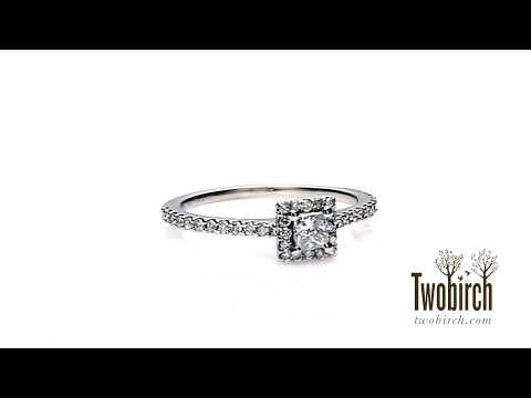0.76 Ct. Princess Halo Engagement Ring - TwoBirch - TB-ENG-273-WG-E5H