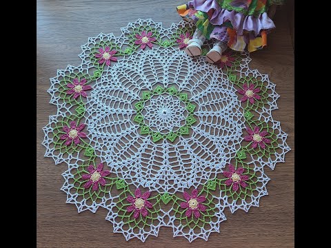 Crochet Doily Step by step tutorial Circle of daisies how to crochet como tejer carpeta ganchillo